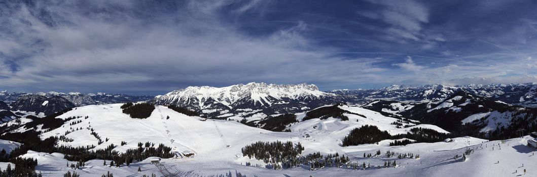 panorama of wilder kaiser in austria