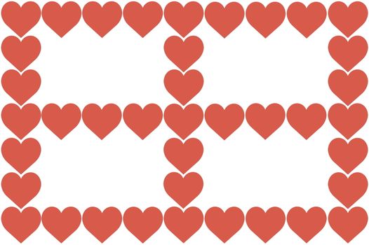 Red Hearts Design on White Background. Love, Heart, Valentine's Day. Can be used for Articles, Printing, Illustration purpose, background, website, businesses, presentations, Product Promotions etc.