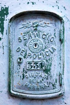 This image shows an emergency call box in Havana, Cuba