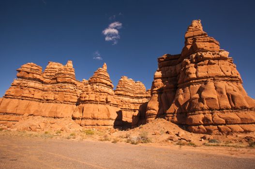 These strange, and unnamed  sandstone formations occur over a wide area between the San Rafael Swell and route 24 in Utah, USA.