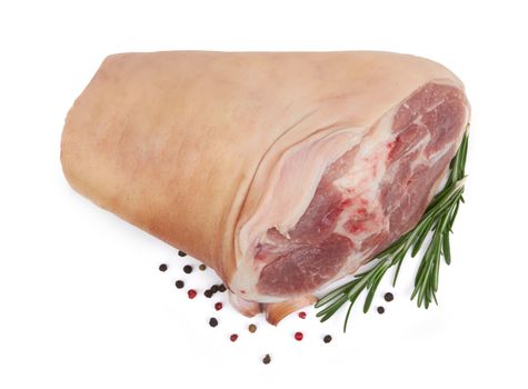 Fresh pork knuckle on a white background