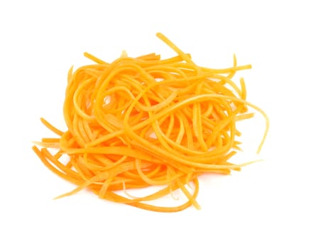 Grated carrot isolated on a white background