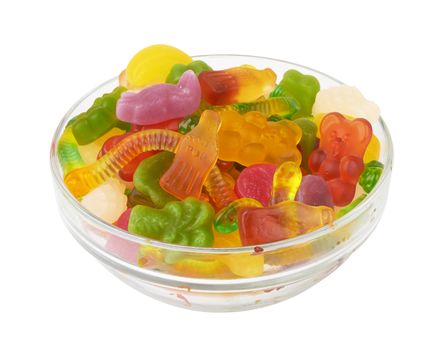 colorful neon gummy candies isolaten on white background