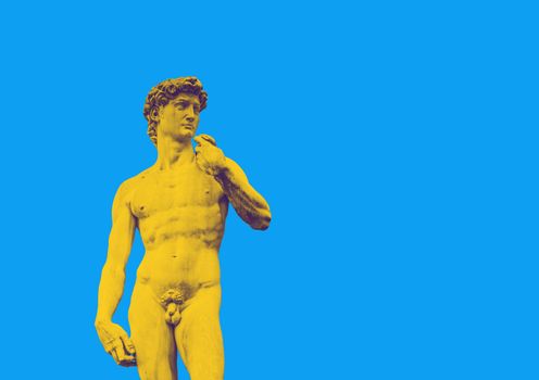 The famous statue of Michelangelo's David in Florence with a duotone effect