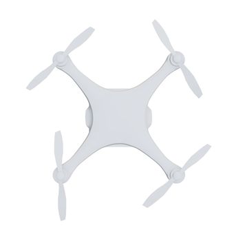 Remote control air drone with action camera. Isolated on white background. 3D rendering