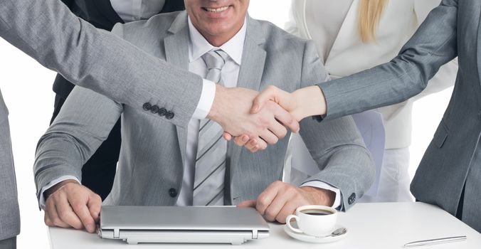 Business handshake at meeting agreement contract concept