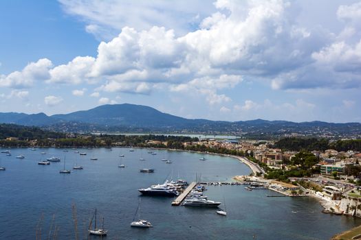 A picturesque view of the city of Corfu from the fortress of the Corfu town in Greece.