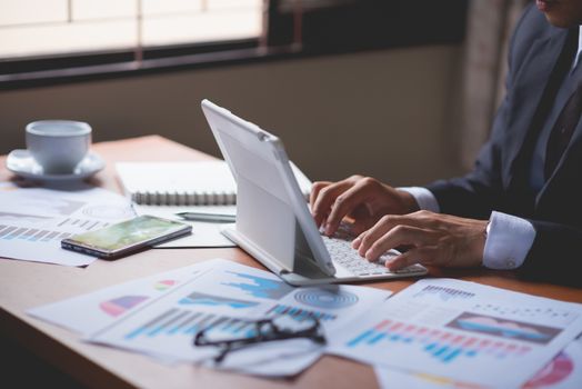 Businessman working on desk office business