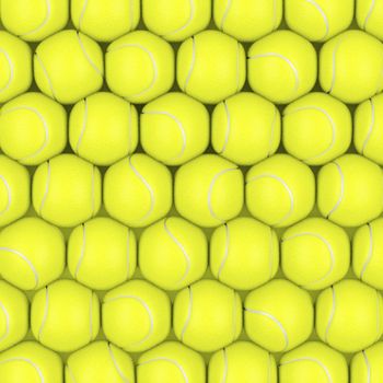 Multiple rows with tennis balls, top view