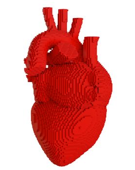 3d printed heart isolated on white background. Concept 3d printing of internal organs. 3D illsutration