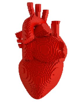 3d printed heart isolated on white background. Concept 3d printing of internal organs. 3D illsutration