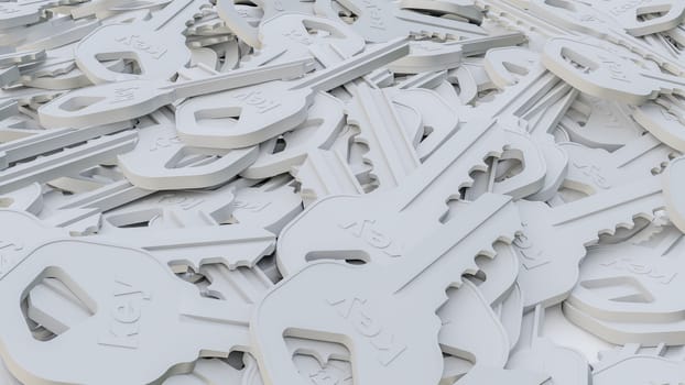 Abstract background of white keys. 3d illustration