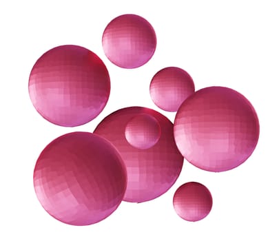 Pink spheres. 3D illustration. Abstract background with 3d geometric shapes