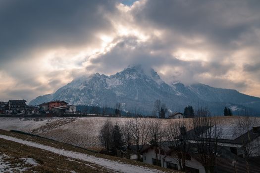 Awesome view of the Orobie Alps, autumn / winter, the mountain is a little snow-covered ,Oltre il Colle,Seriana Valley,Bergamo Italy.