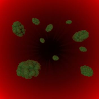 Bacteria, virus in blood. Abstractbackground. 3d illustration