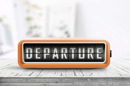 Departure sign in a retro alarm clock showing that it is time to go