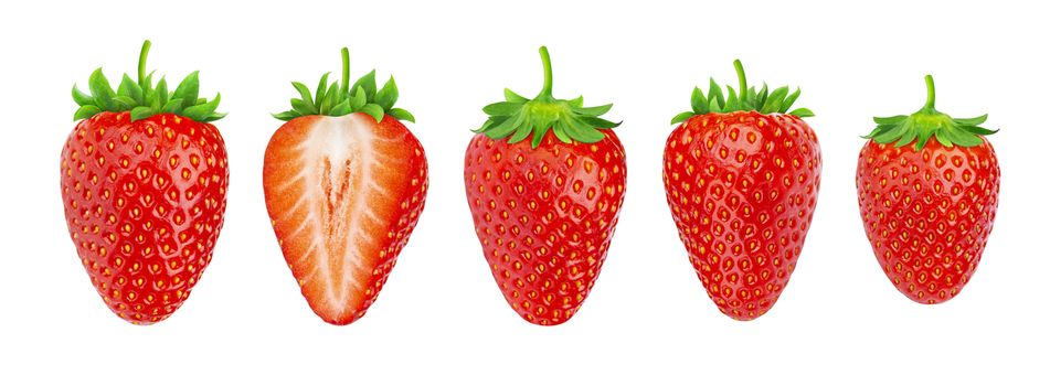 Strawberry isolated. Collection of strawberries isolated on white background with clipping path