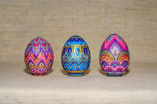 Easter eggs, hand-painted with acrylic paints.