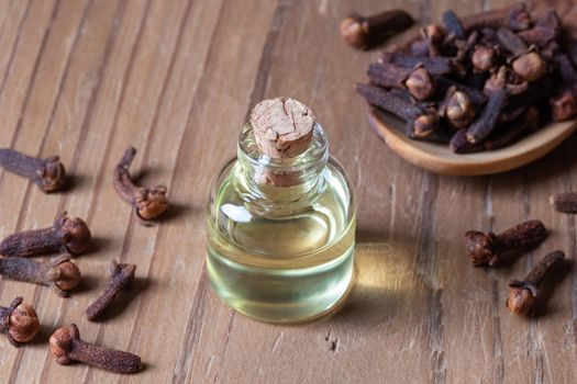 A bottle of clove essential oil
