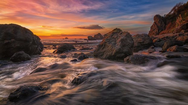 Sunset at a Rocky Beach, Northern California, USA