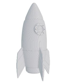 3d printed rocket isolated on white background. 3D illustration