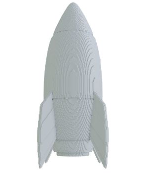 3d printed rocket isolated on white background. 3D illustration