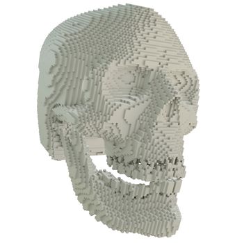 3d printed skull isolated on white background. 3D illustration