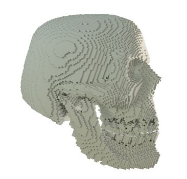 3d printed skull isolated on white background. 3D illustration