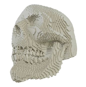 3d printed skull isolated on white background. 3D illustration