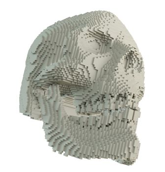 3d printed skull isolated on white background. 3D illustration