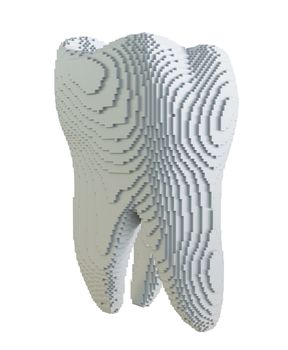 3d printed tooth isolated on white background. 3D illustration