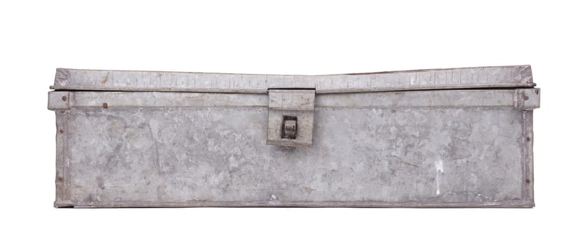 Old metal box isolated on white background - Used for shipping goods