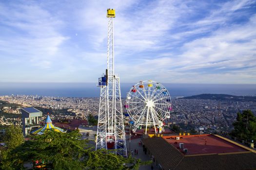 Bottom view of the Church of the Sacred Heart of Jesus, located on the top of Mount Tibidabo in Barcelona, Catalonia, Spain