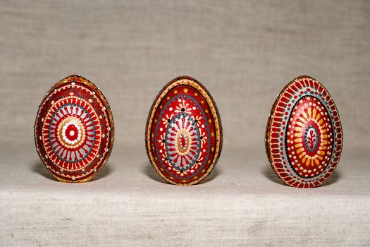 Easter eggs, hand-painted with acrylic paints.