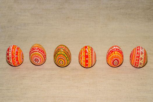 Easter eggs, hand-painted with acrylic paints.