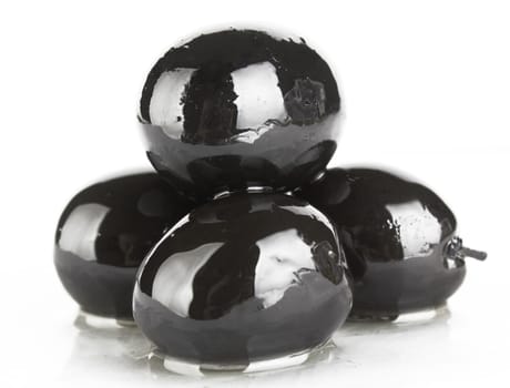 black olives on white background 