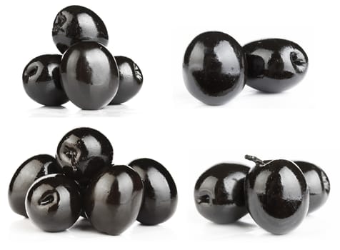 black olives on white background 