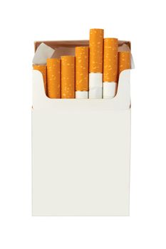 Pack of cigarettes isolated on white background 