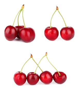 sweet cherries on a white background