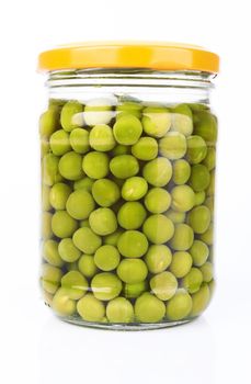 green peas preserved in a glass jar