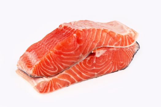 Piece of a salmon on a white background 