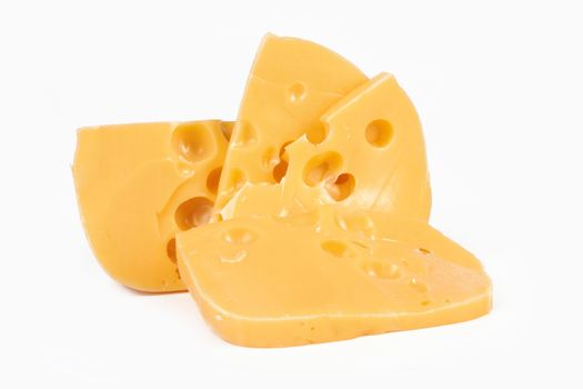 piece of cheese on a white background