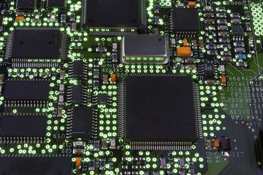 Detail of the front of a printed circuit board