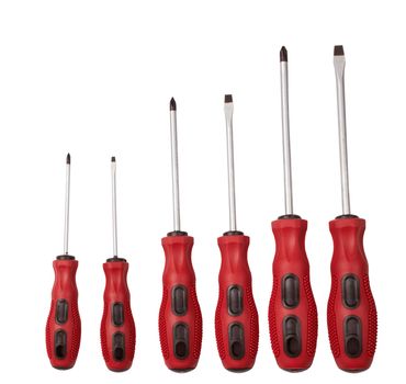 Red screw-drivers isolated on white background 