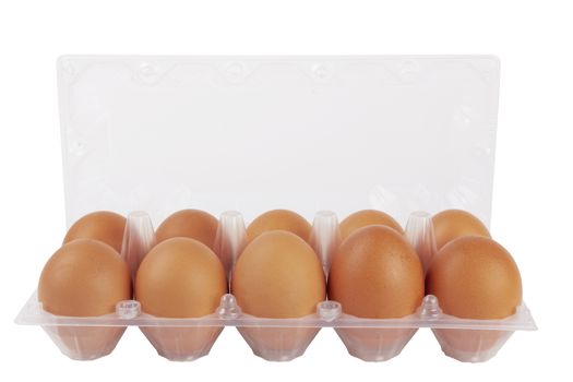 Eggs in plastic box isolated