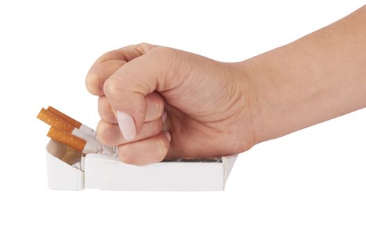 stop smoking fist with crushed pack of cigarettes