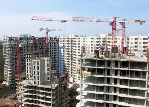 construction site with crane and building 