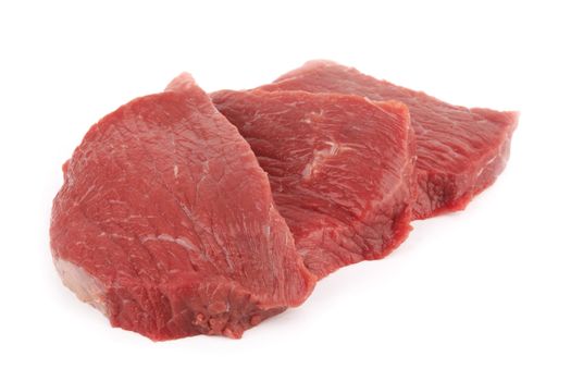 Fresh raw beef on a white background