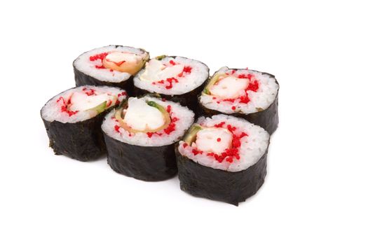 Japan sushi roll set isolated on white background