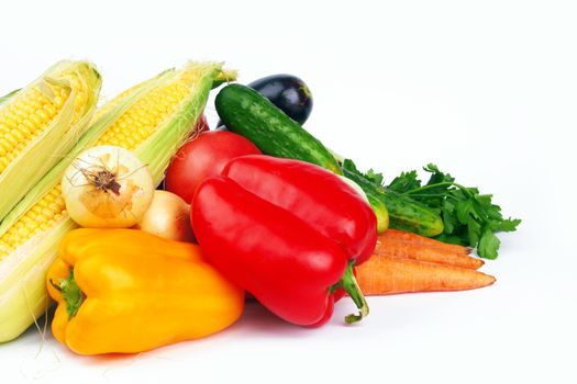 different vegetables on a white background